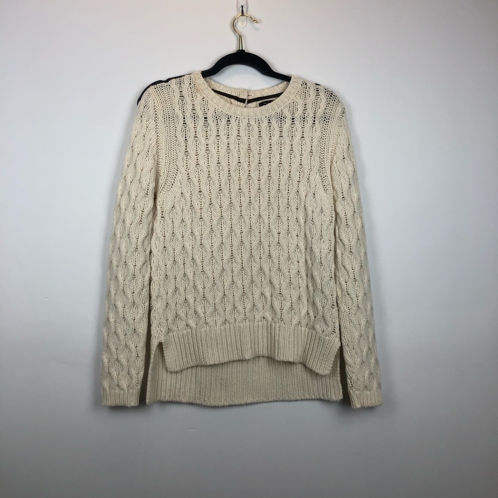Massimo Dutti Alpaca Wool Cable Knit Cream Sweater